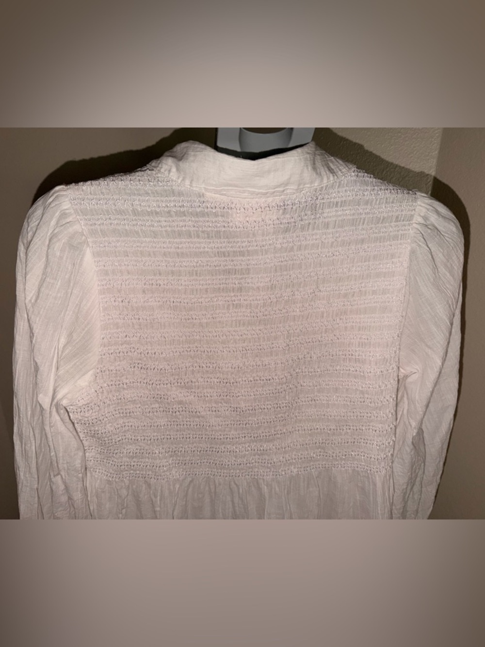 Anthropologie Maeve White Smocked Tunic Blouse - Picture 7 of 10
